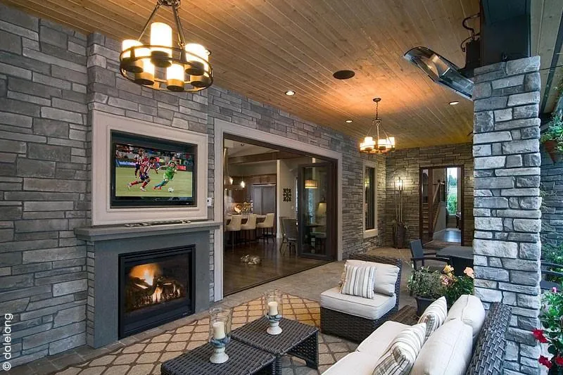 Cultured Stone Country Ledgestone around a fireplace